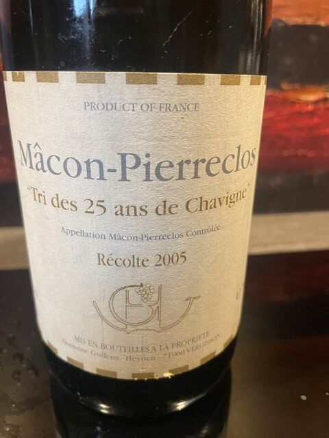 1 Bt MACON PIERRECLOS Tris des 25 ans de Chavigne 2005 96pk 225 Vigneux-sur-Seine (91)