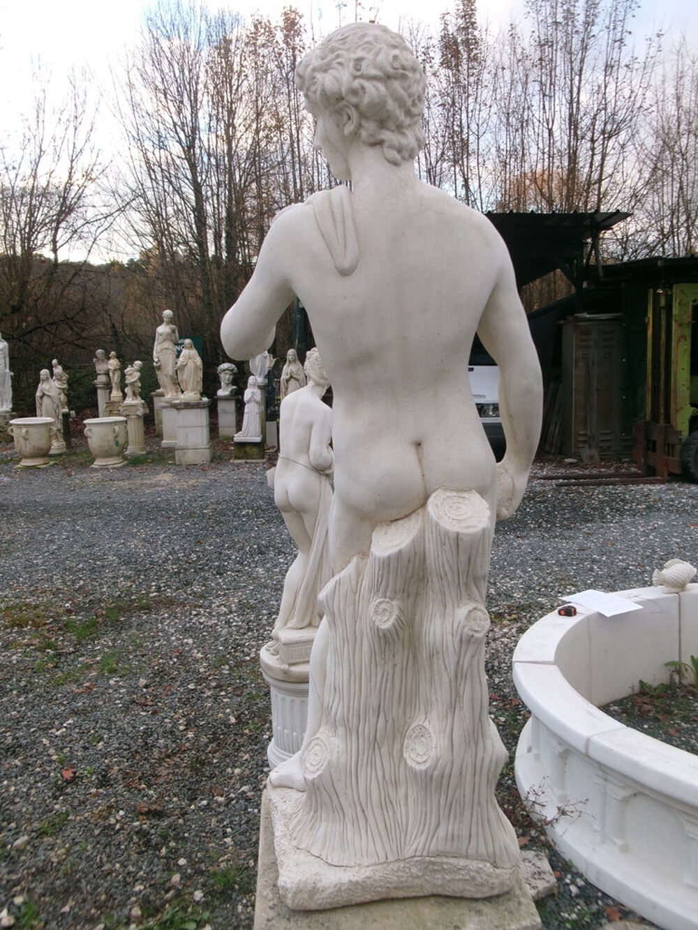 Statue homme David en pierre reconstitu&eacute;e Décoration