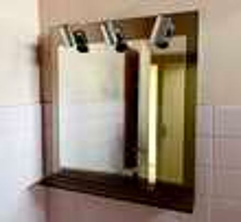 Miroir tablette FONTANA ARTE vintage (1970); naturel/fum&eacute; Dcoration