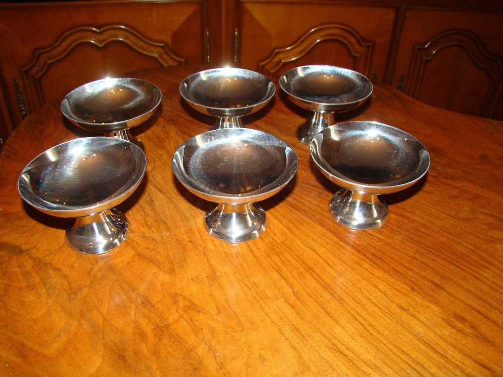 6 coupes &agrave; glace en inox massif Guy Degrenne vintage 1970 Cuisine