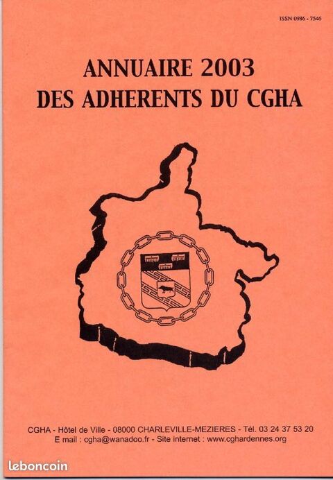 Annuaire 2003 adh�rents CGHA (Cercle g�n�alogique Ardennes 4 Argenteuil (95)