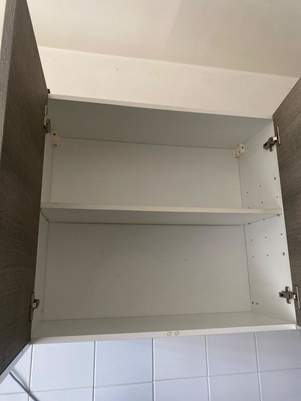 Lot meuble haut de cuisine effet bois gris marron Meubles