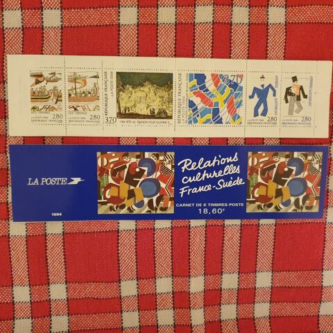 Carnet 6 timbres relations culturelles France-Su�de 1994 9 Antony (92)