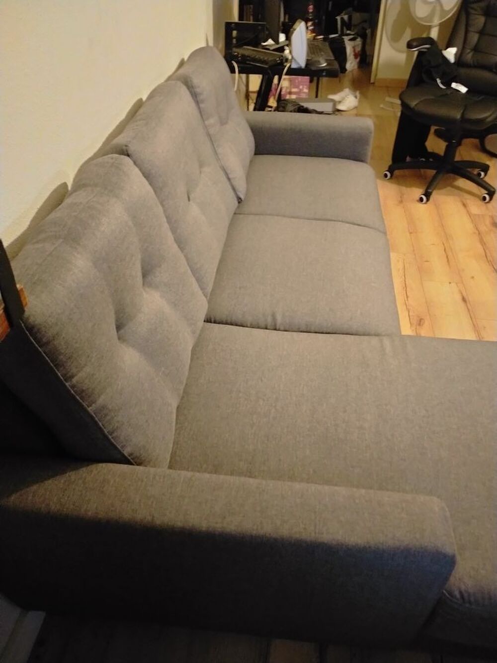 Canap&eacute; d'angle BOBOCHIC mod&egrave;le OSLO gris anthracite Meubles