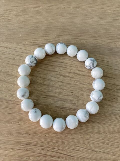 Bracelet en pierres vritables 17 cm Howlite blanche 8 mm 12 Briey (54)