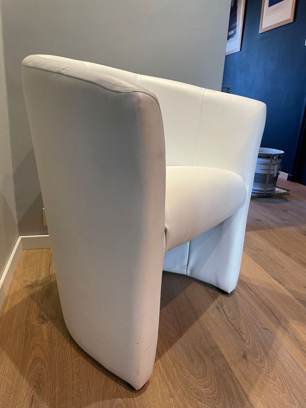 Fauteuil cabriolet blanc simili cuir Meubles