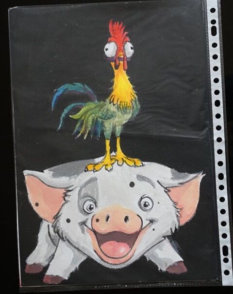 bl - peinture - pua et hei hei - vaiana - sur papier aquarel 4 Foug�res (35)