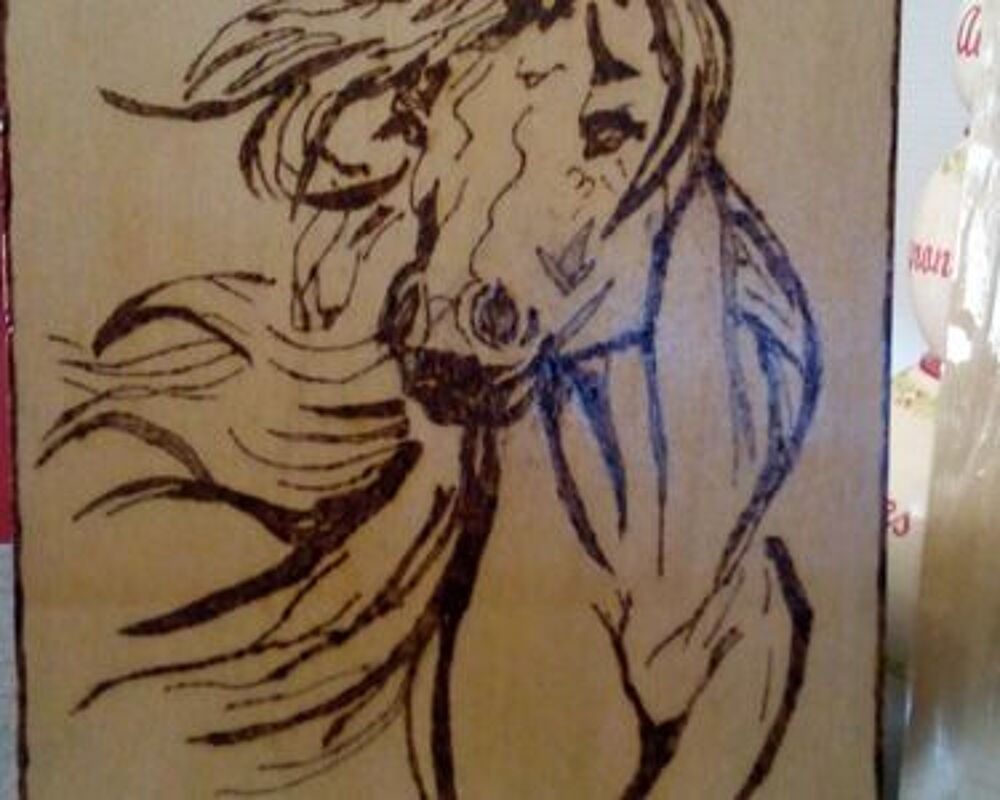 PYROGRAVURE SUR BOIS FAITE MAIN Décoration