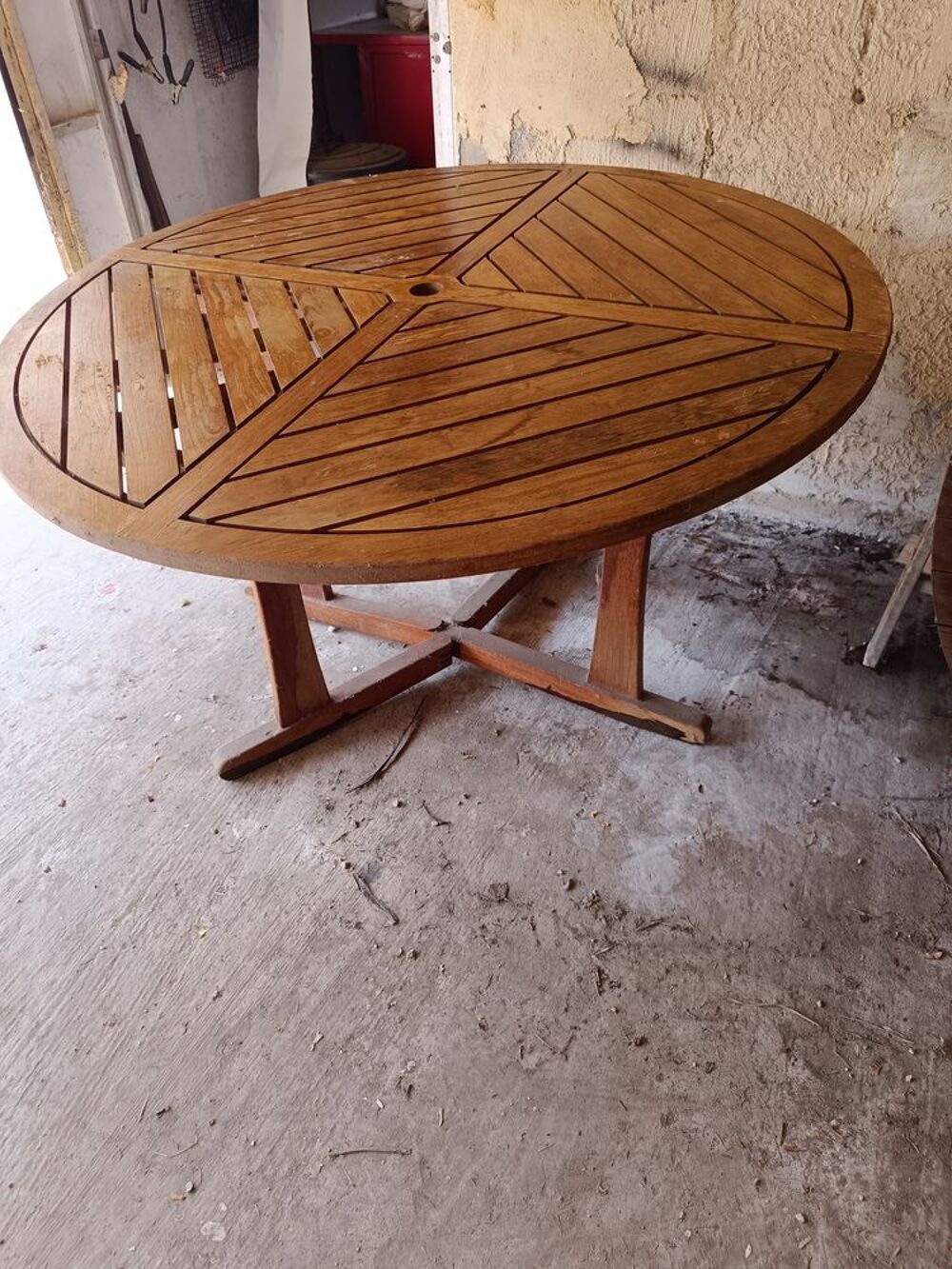 Table jardin ronde en teck Meubles