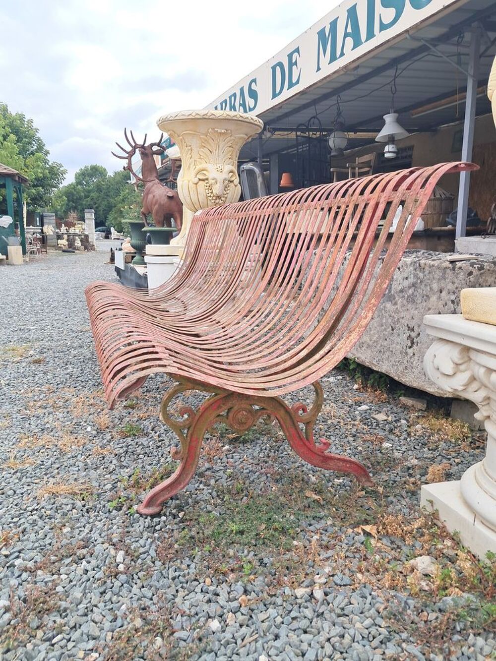 Banc de jardin ancien en fer et fonte Décoration