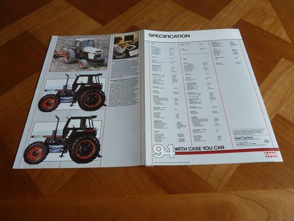 Prospectus tracteur CASE 2094 - 2294 
