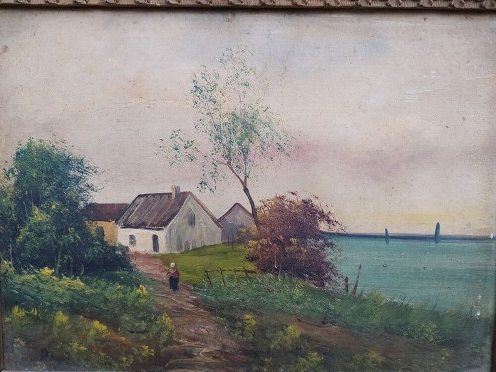 Ancien Tableau &Eacute;cole de Barbizon Cadre Art Nouveau Décoration