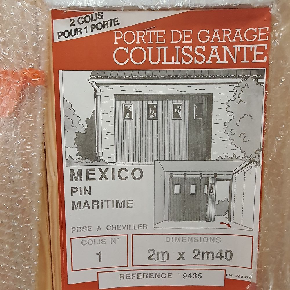 PORTE GARAGE COULISSANTE Bois avec Hublot Bricolage