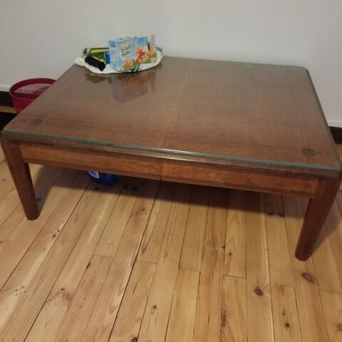 GRANDE TABLE BASSE MARQUETTEE + PLATEAU VERRE BISEAUTE 80 Caluire-et-Cuire (69)