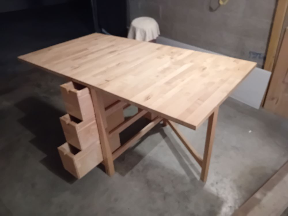 Table bois massif &agrave; rabbats Cuisine