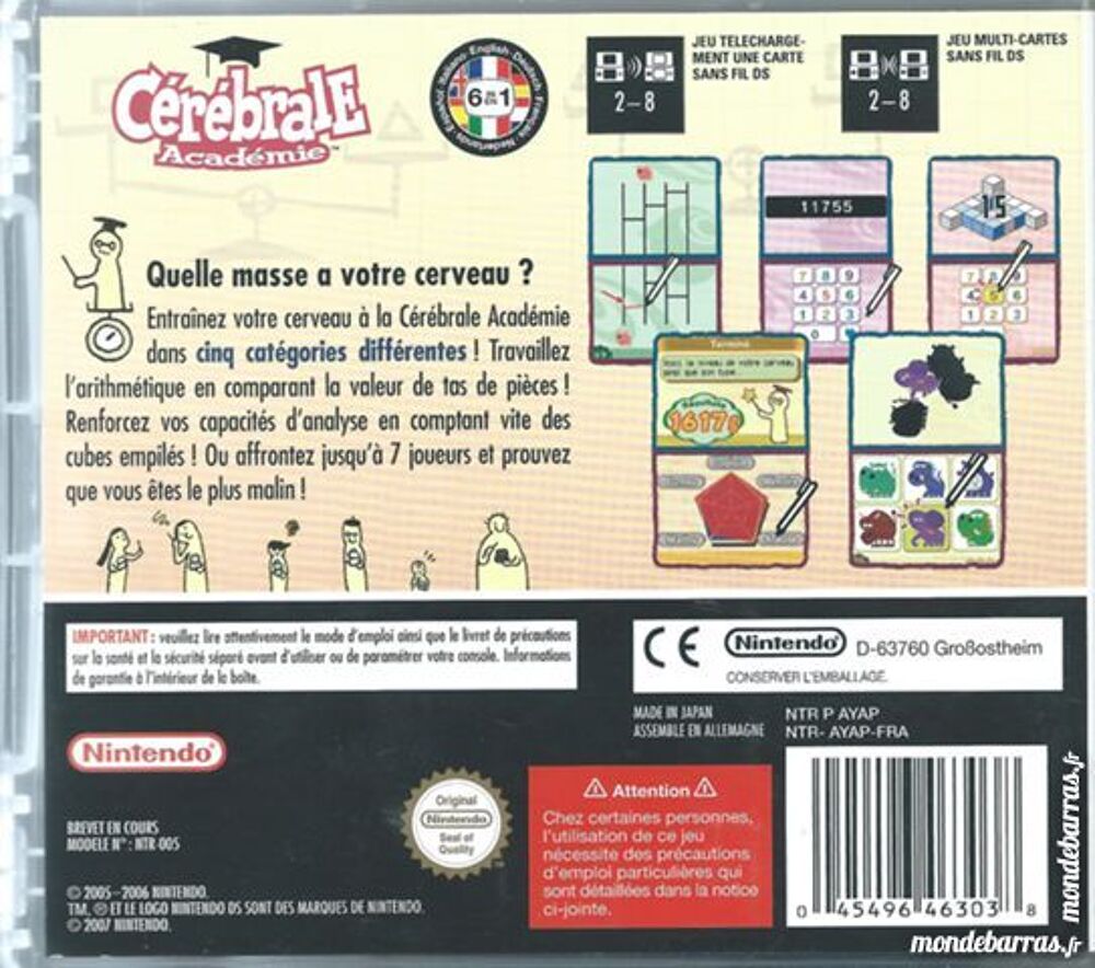 Jeu Nintendo DS C&eacute;r&eacute;brale Acad&eacute;mie (26) Consoles et jeux vidéos