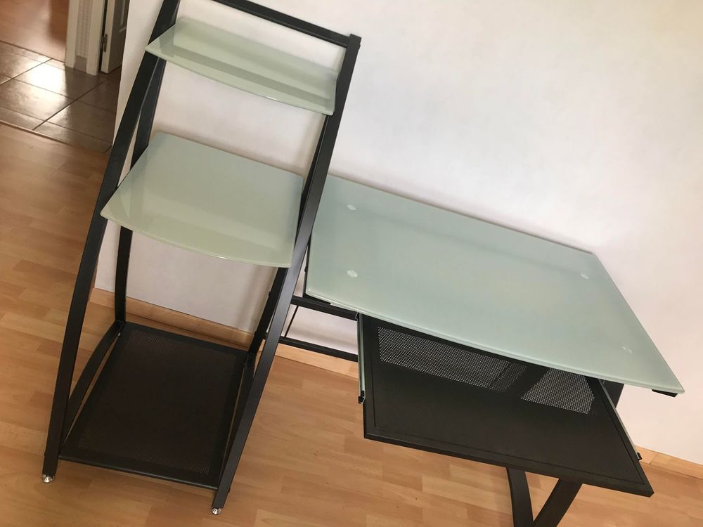 Bureau avec plateaux en verre tremp&eacute; Meubles