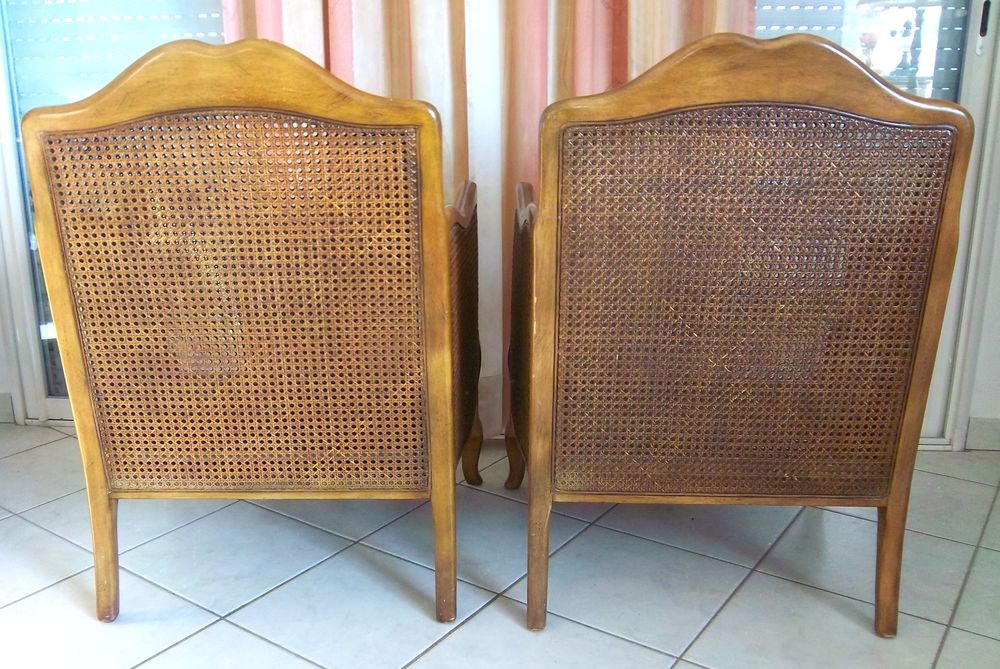 2 FAUTEUILS STYLE NAPOLEON III DOUBLE CANNAGE - EXC ETAT Meubles