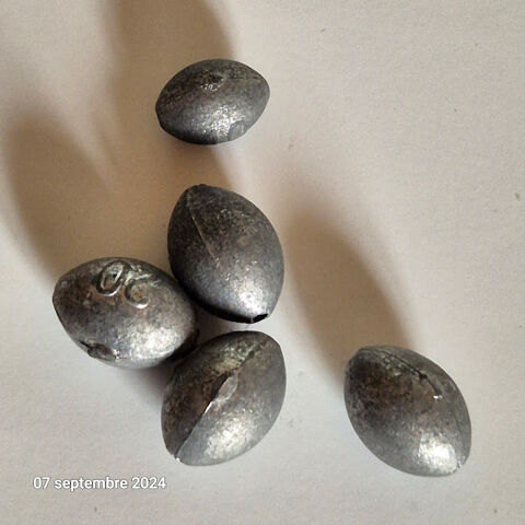 Lot de 5  plombs olives  de  10 et 20 grammes. 7 Saumur (49)