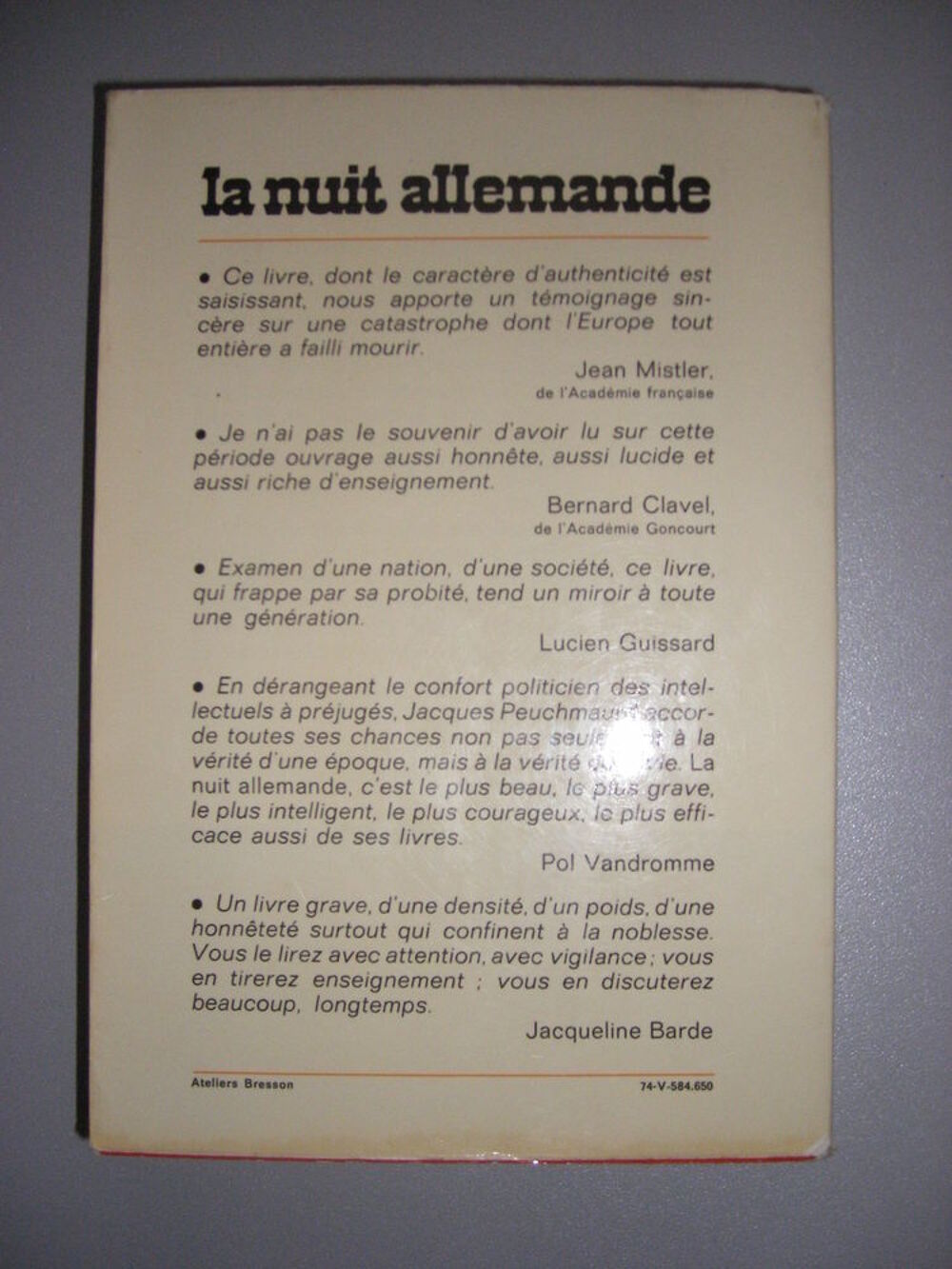 LA NUIT ALLEMANDE Livres et BD