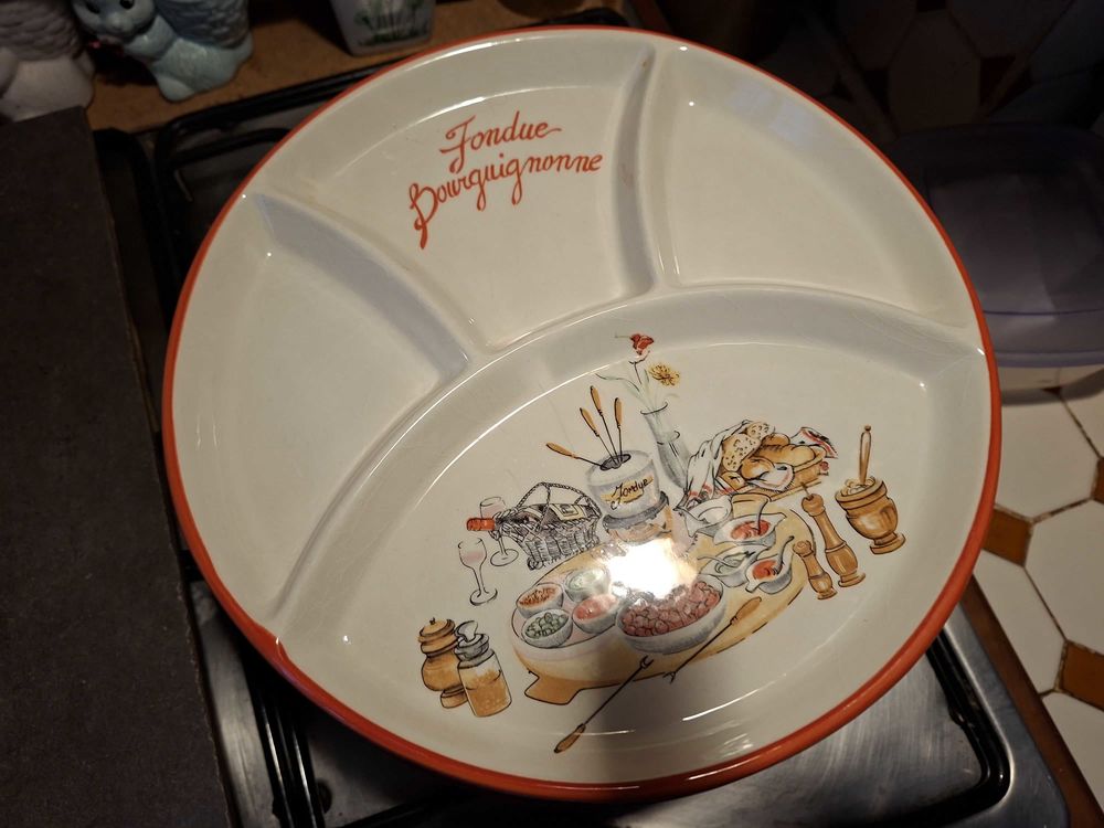 lot de 6 assiettes Fondue Bourguignonne Décoration