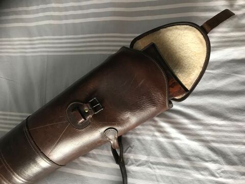 FOURREAU DOUBLE FUSILS EN CUIR HAVANE  850 Crach (56)