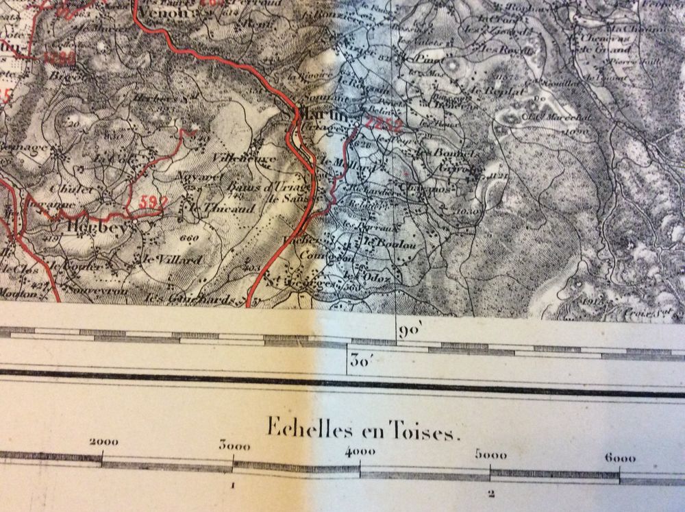 Carte &Eacute;tat Major ancienne (XIX&eacute;me) papier Grenoble 178 