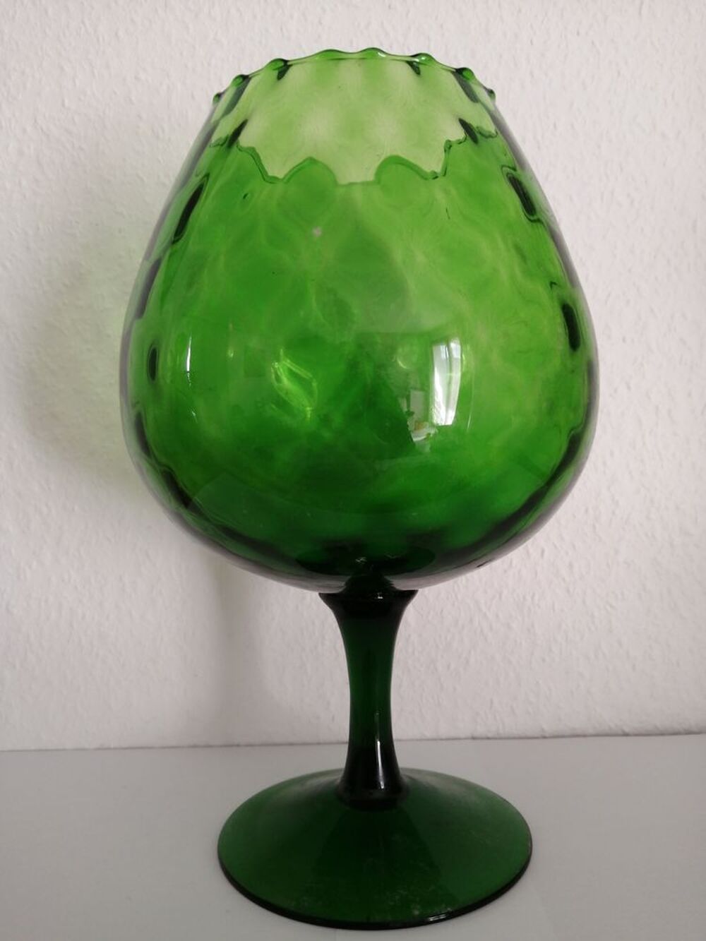 Magnifique verre/vase ballon en verre, coloris vert Décoration