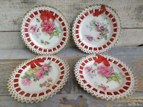 Assiettes Porcelaine Ajourée Décor Fleurs Roses 25 Loches (37)