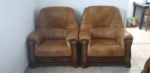 Fauteuils cuir naturel la paire 100 La Penne-sur-Huveaune (13)