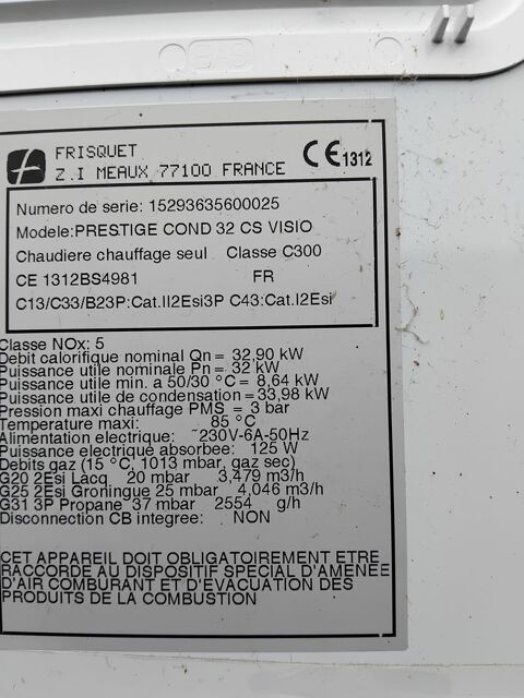 CHAUDIERE CHAUFFAGE CENTRAL GAZ 250 Marzy (58)