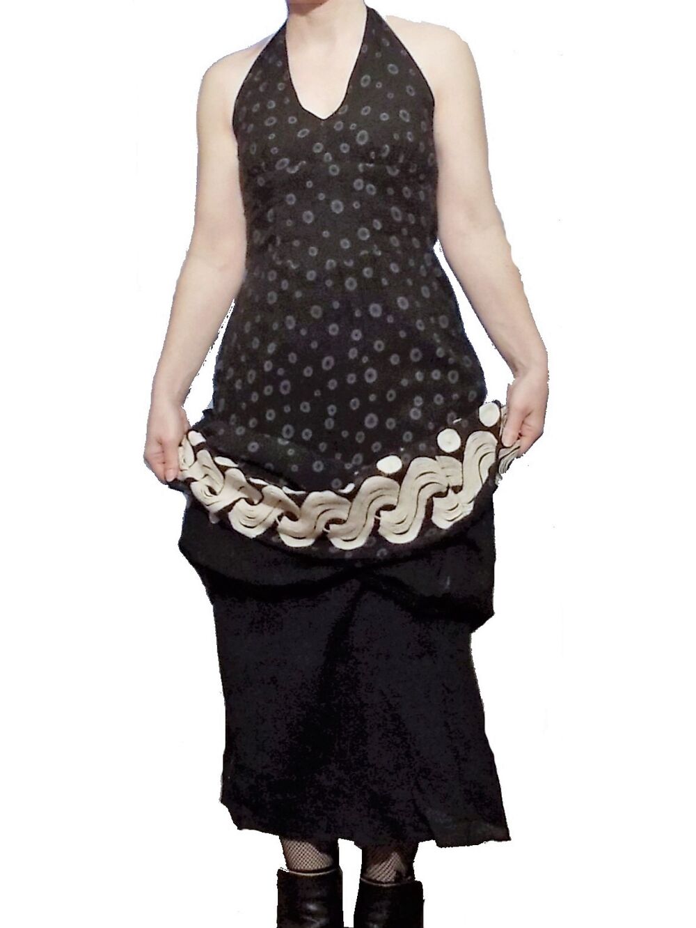 Robe Longue Dos Nu en 100% Coton Noir et Blanc- Promod Vêtements