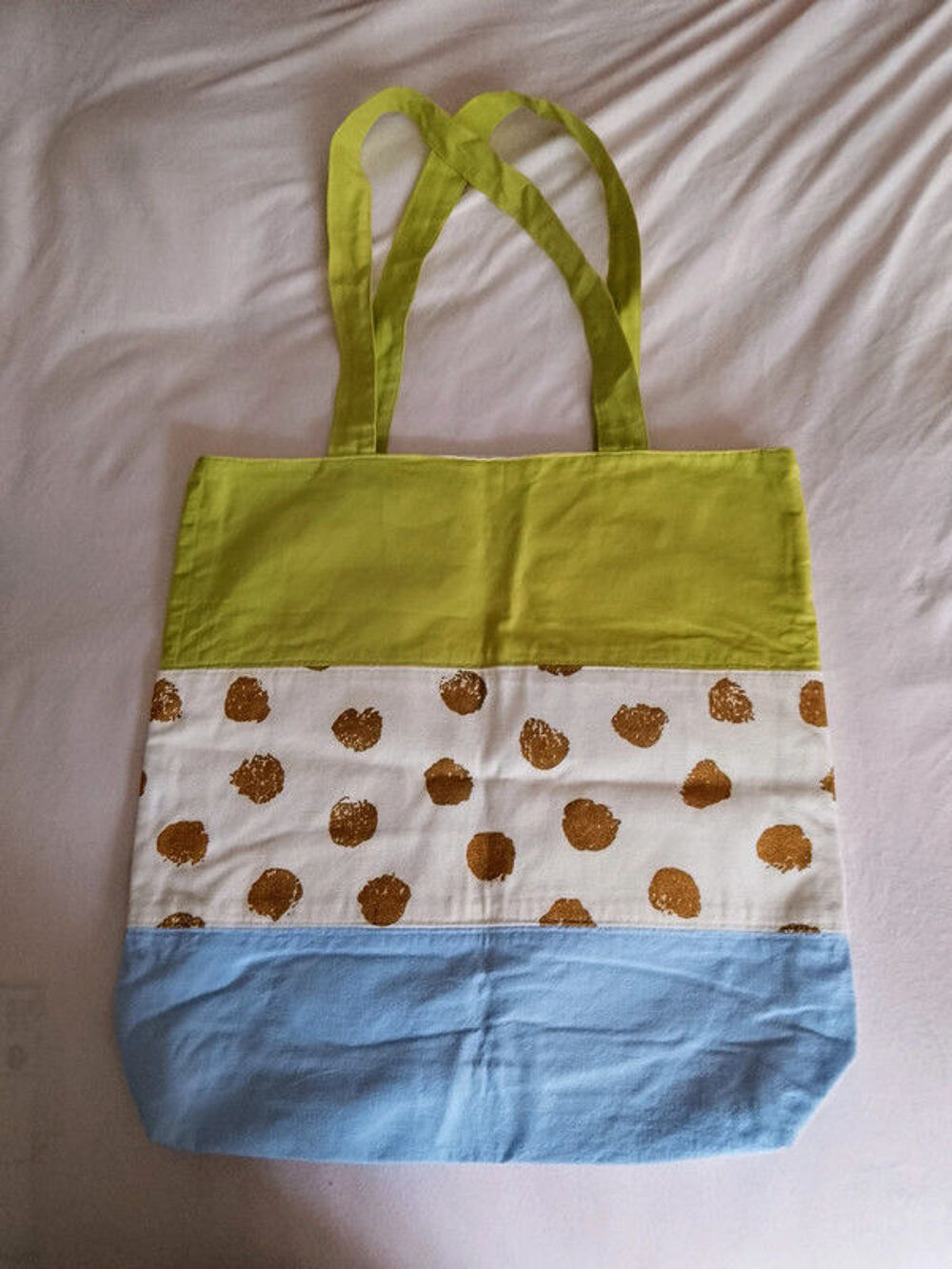 Grand sac en tissu 3 couleurs fait main Maroquinerie