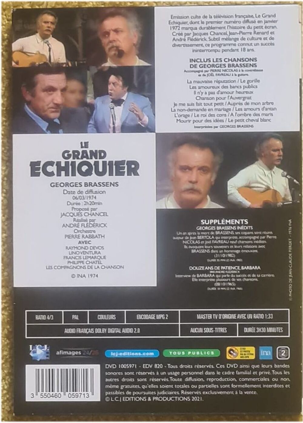 DVD LE GRAND ECHIQUIER avec GEORGES BRASSENS Photos/Video/TV