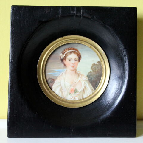 Portrait miniature sur ivoire sign� GREUZE la cruche cass�e 55 Issy-les-Moulineaux (92)