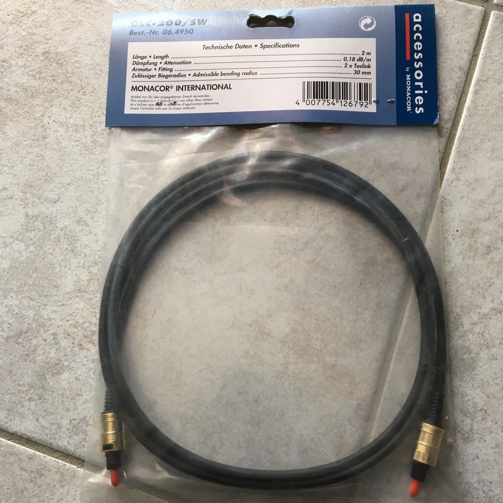 cordon Fibre Optique 2 m Monacor Audio et hifi