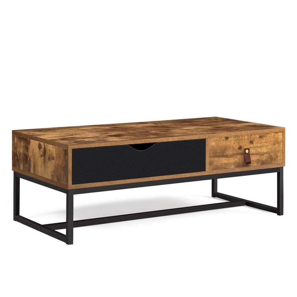 Table basse plateau relevable et un tiroir en bois et m&eacute;tal Meubles