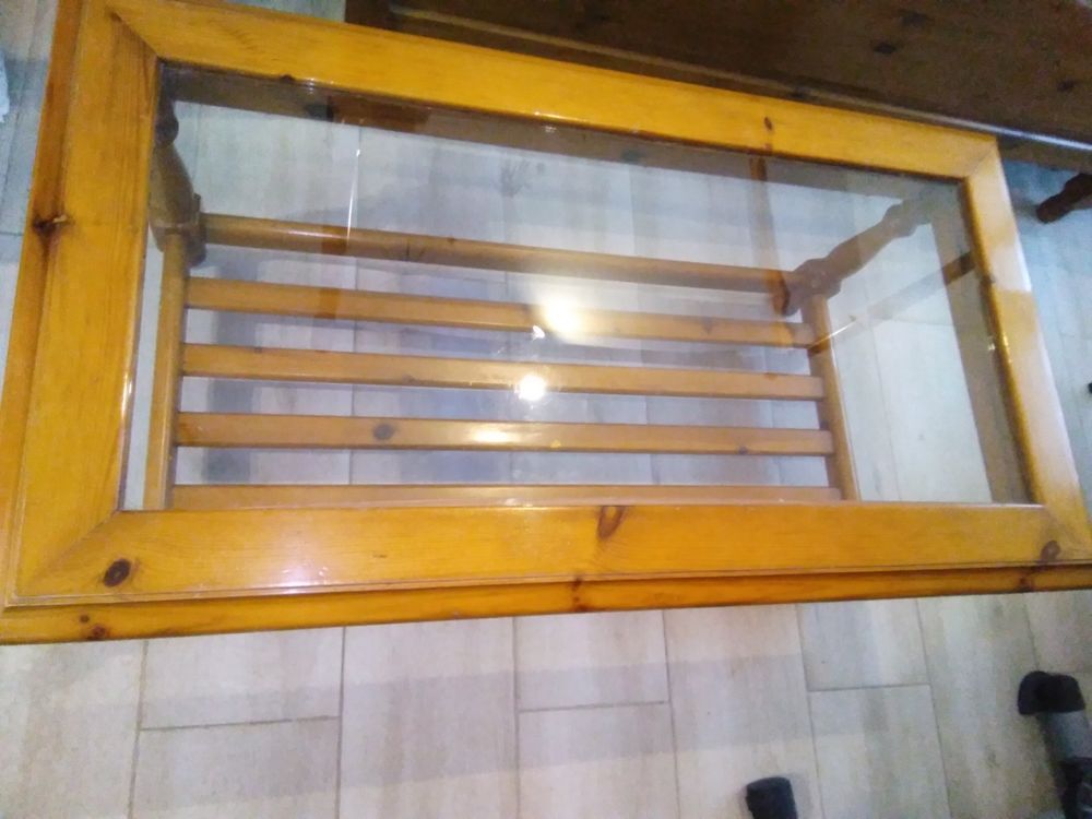 table basse pin et verre Meubles