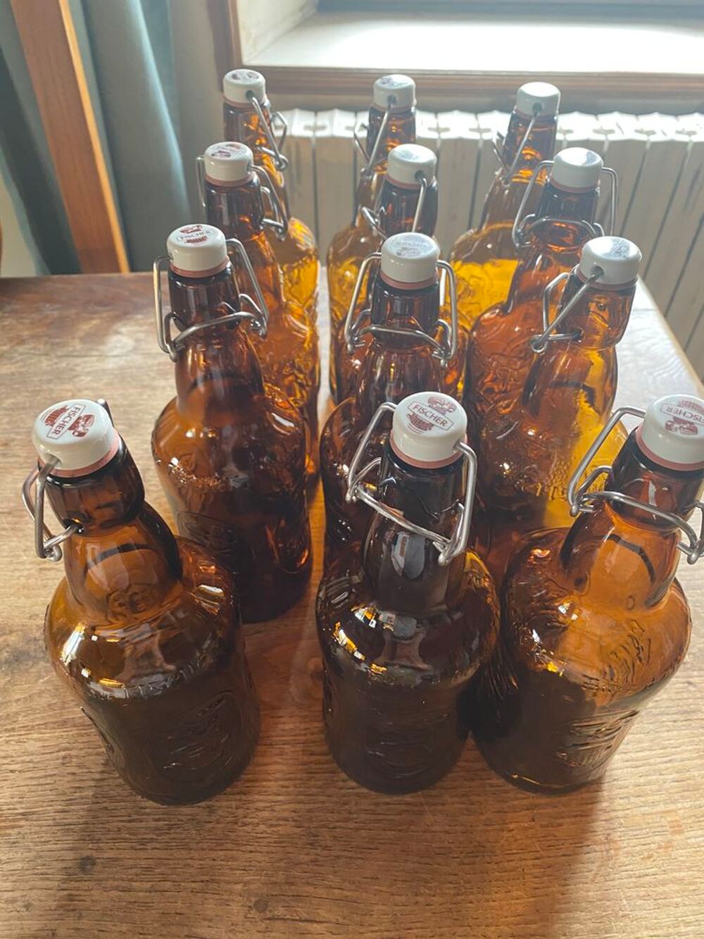 Ancienne bouteille de bi&egrave;re Fischer 66 cl le lot de 12 Cuisine