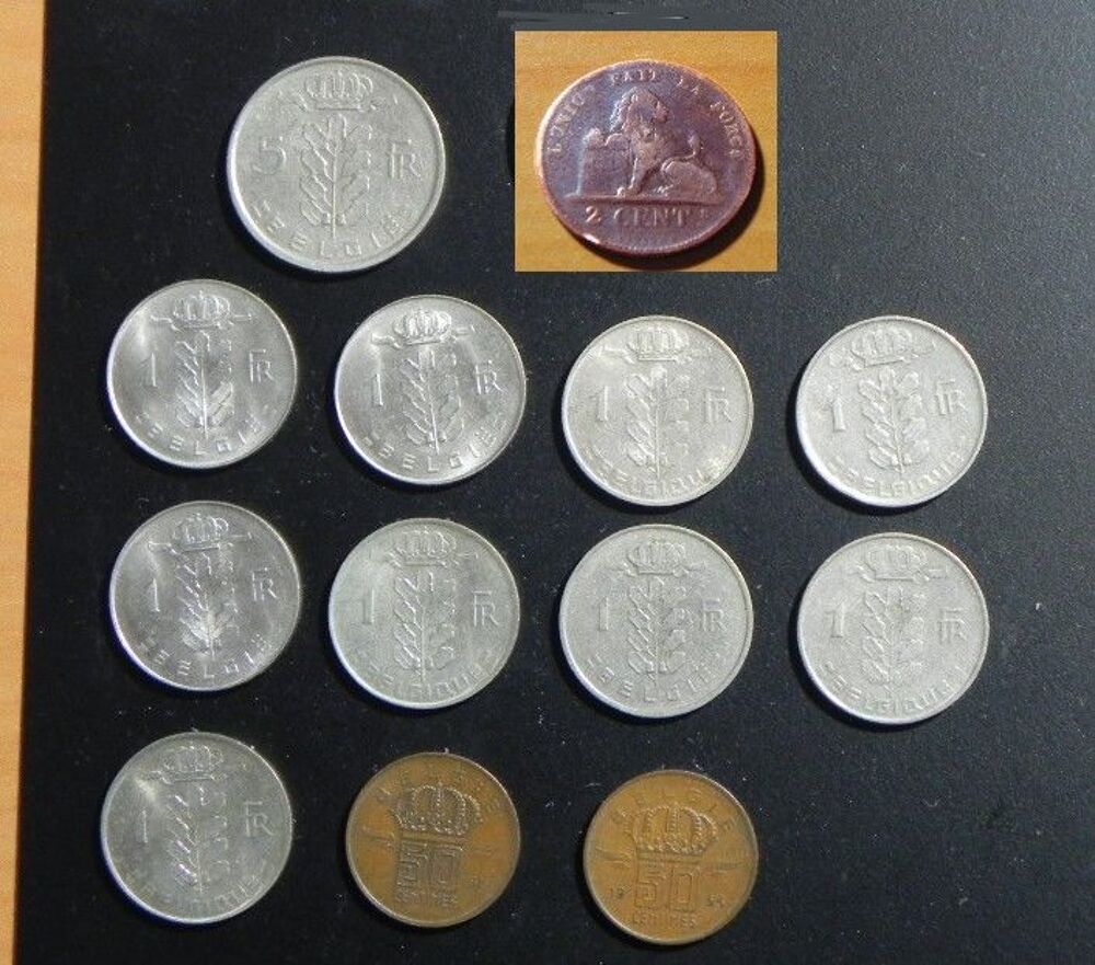 13 Pi&egrave;ces de monnaie de Belgique, 1876 &agrave; 1971 