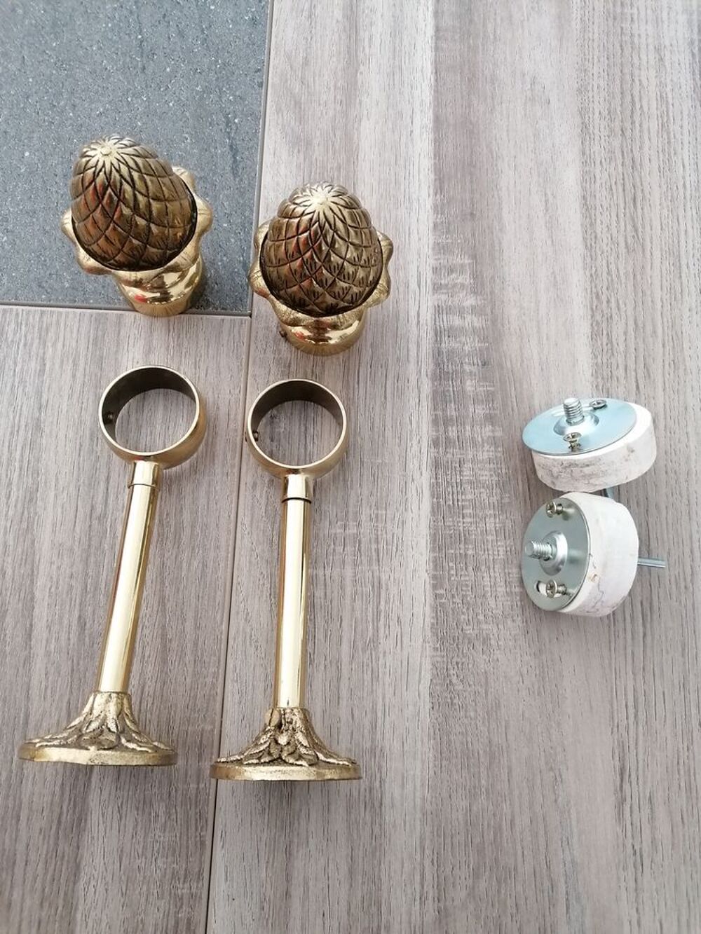 ensemble barre rideau laiton + rideaux + supports + d&eacute;co Décoration