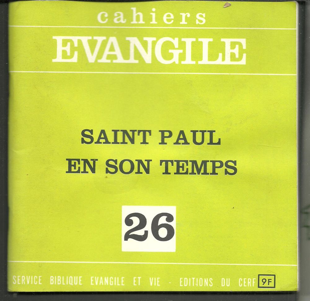 CAHIERS EVANGILE Saint Paul en son temps n&deg; 26 - nov 1978 Livres et BD