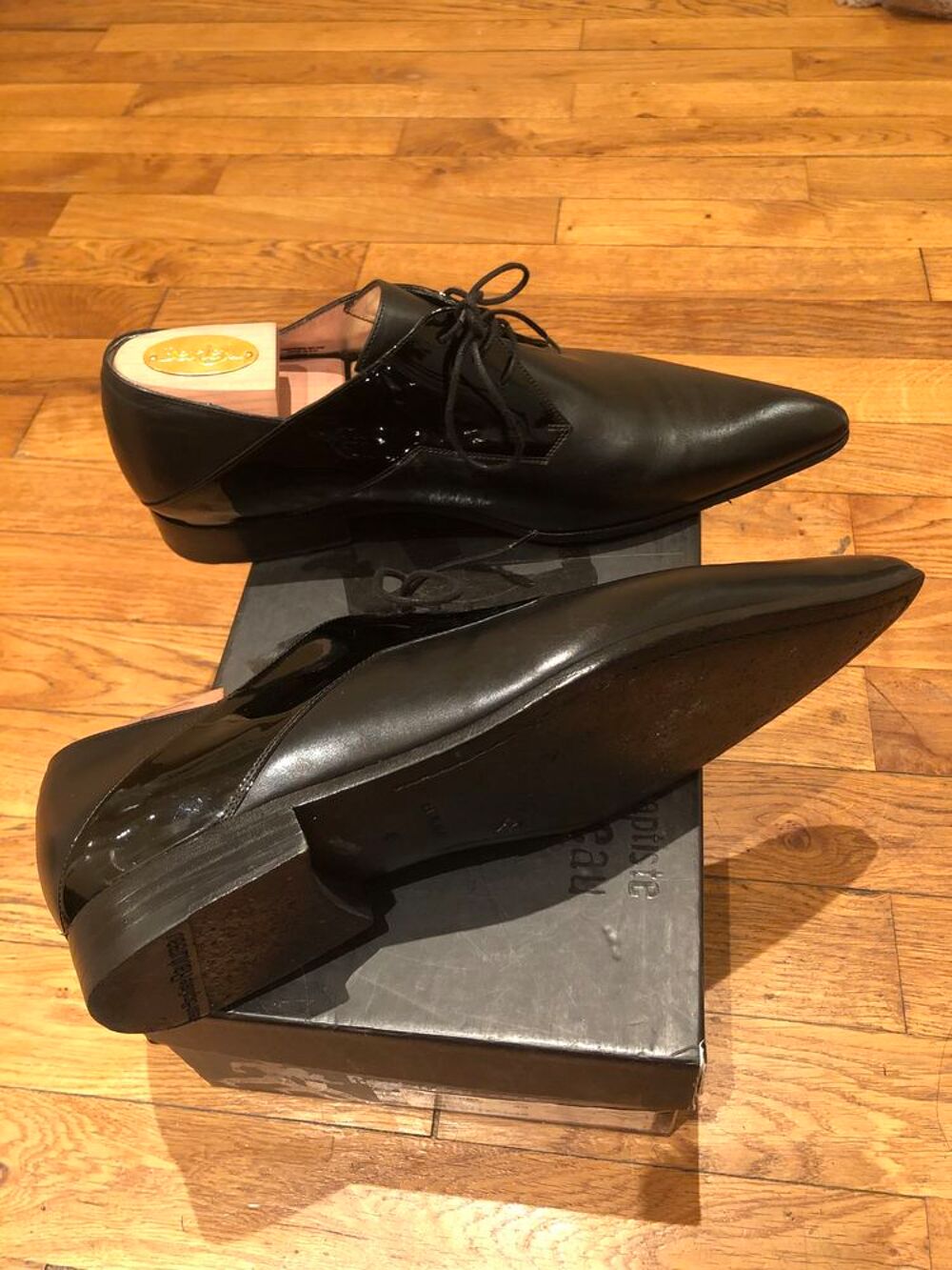 Mocassins cuir noir et vernis JB Rautureau Chaussures