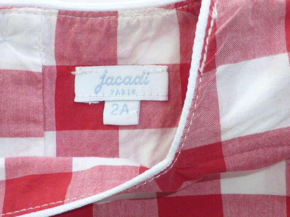 JACADI blouse chemisier rouge vichy manches courtes 2 ans Vêtements enfants