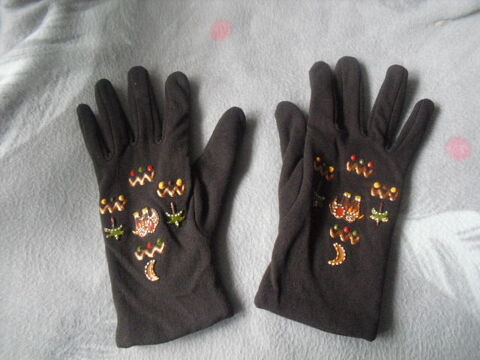 gants chocolat broderies bijoux perles taille unique 2 Lyon 5 (69)