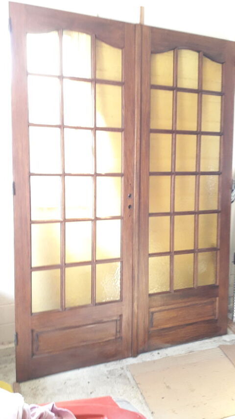 Porte  double int�rieur bois exotique vitr�e 100 Cr�on (33)