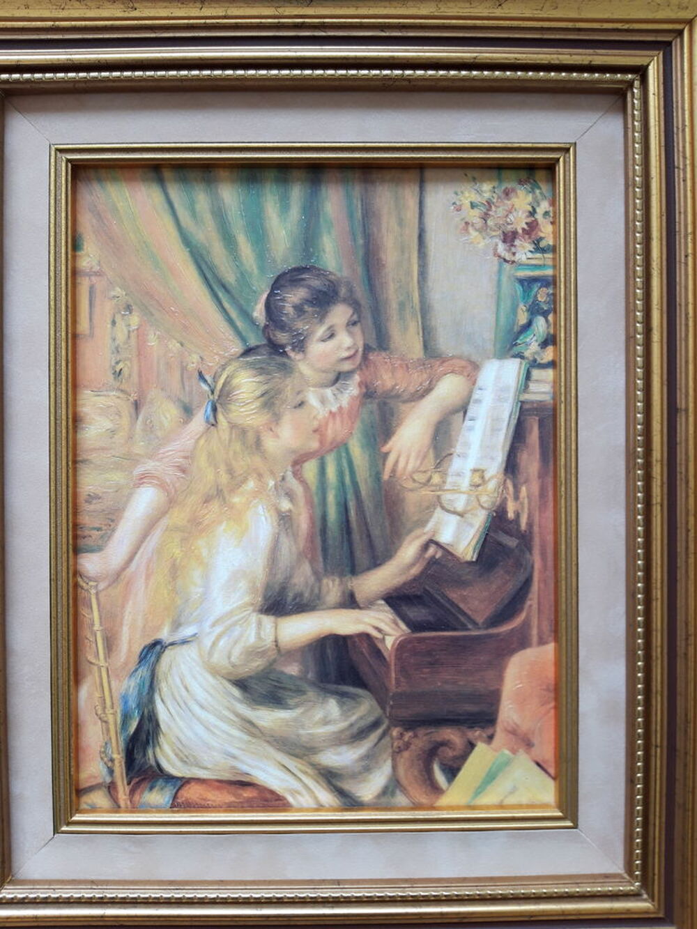 Peinture sur toile de deux jeunes filles au Piano de RENOIR Décoration