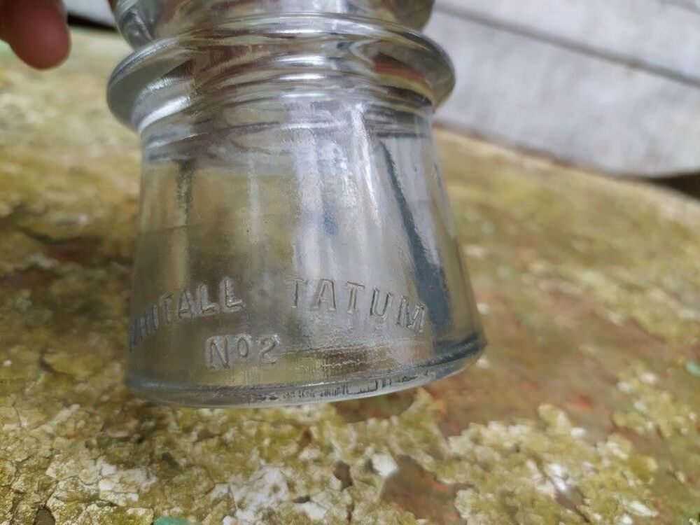 Ancien T&ecirc;te Isolateur &Eacute;lectrique Verre Whitall Tatum N&deg;2 USA 