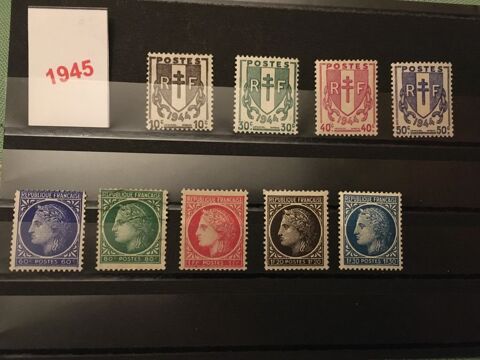 Timbres de Collection de France Neufs  ** 1945 1 Lyon 7 (69)