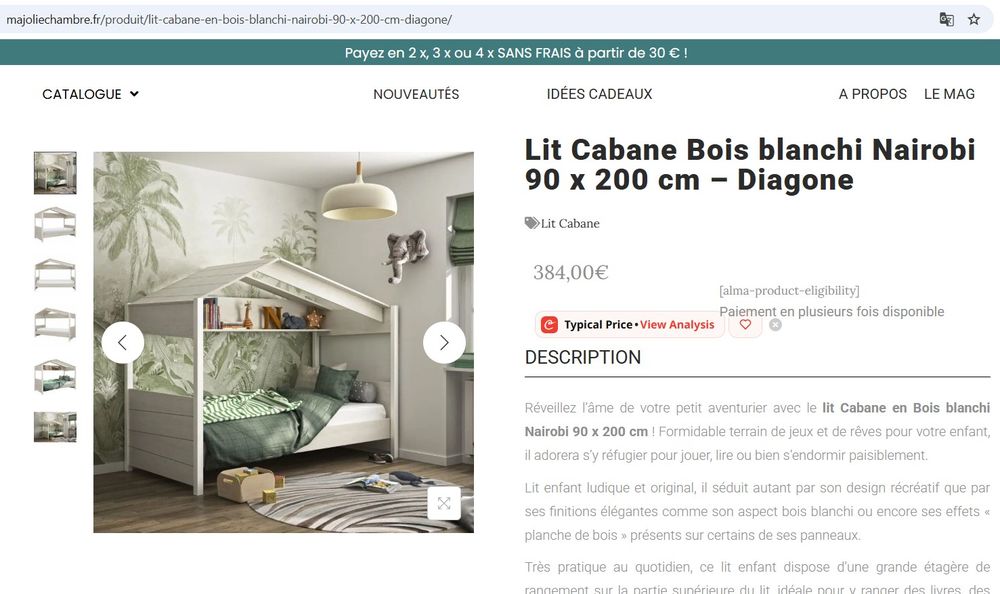 LIT CABANE GAUTIER sommier &agrave; lattes inclus Meubles